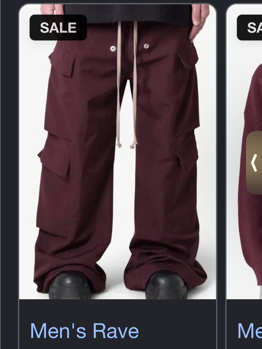 MMNL Men's Cargo Pants in Deep Burgundy